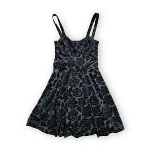 SOLD- Black Velvet Rose Mini Dress by Abercrombie, Women's XS